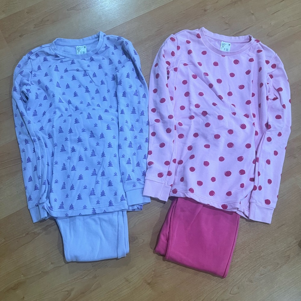 Uniqlo Girls Pajama Sets - Light Purple and Pink. Size 12. Very good condition.